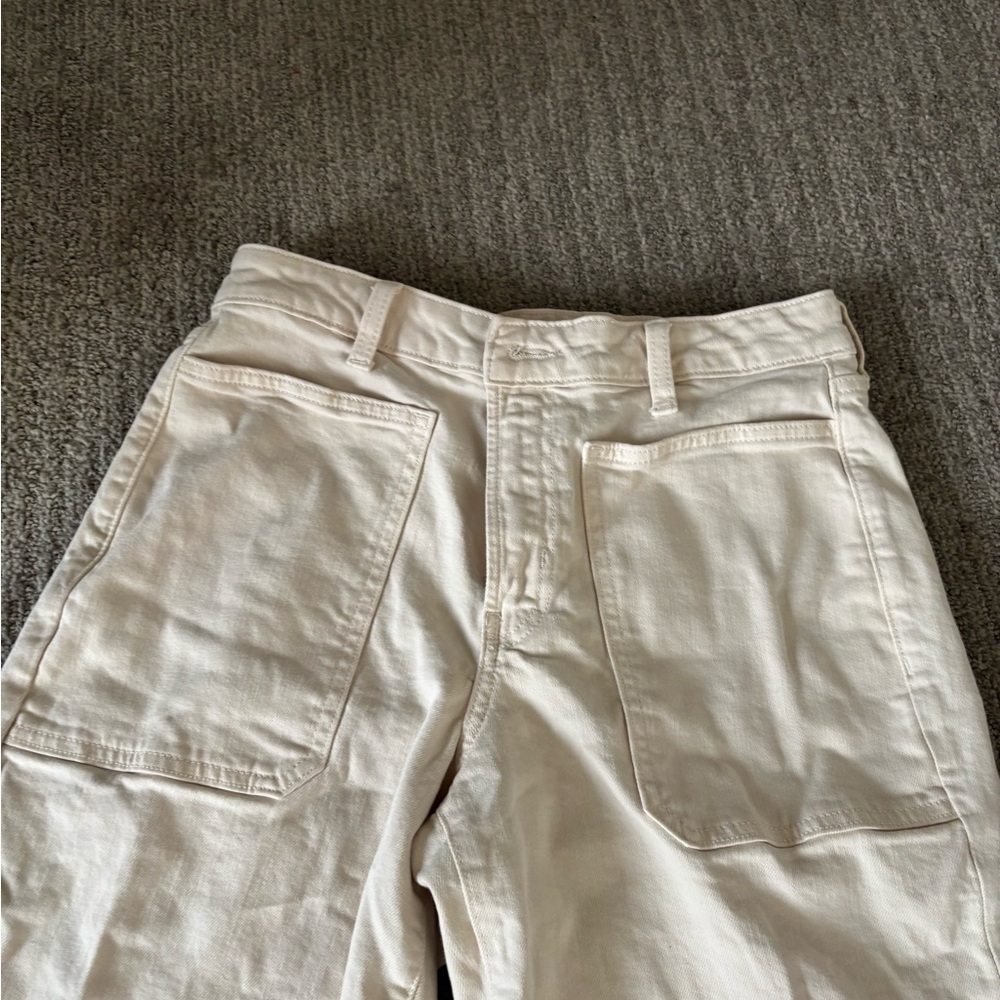 Old Navy Cream Wide-Leg Jeans High-Waisted OG Loose - Picture 5 of 9